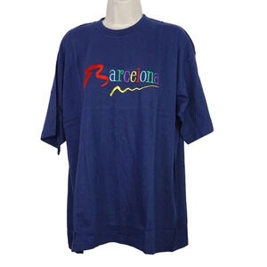 Barcelona Embroidered Blue T-Shirt Women Men Size XL 100% Cotton
